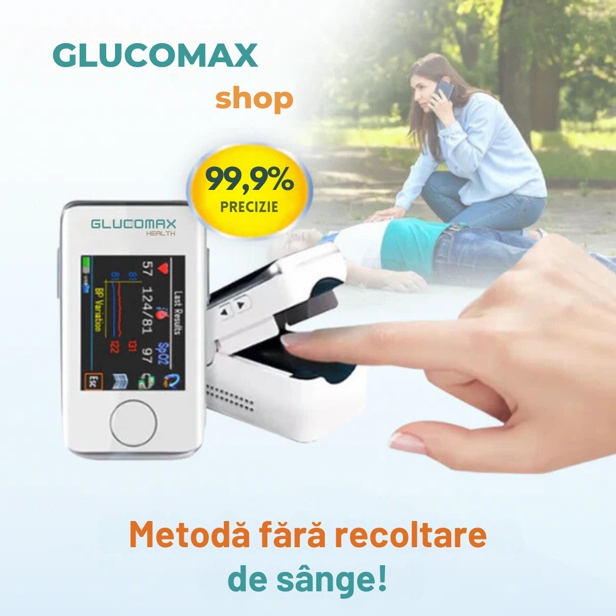 Aparat de măsurare cu laser neinvaziv GlucoMax + Cadouri Exclusive [PRECIZIE DE 99,9%]